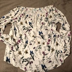 Off the Shoulders Floral Print Top